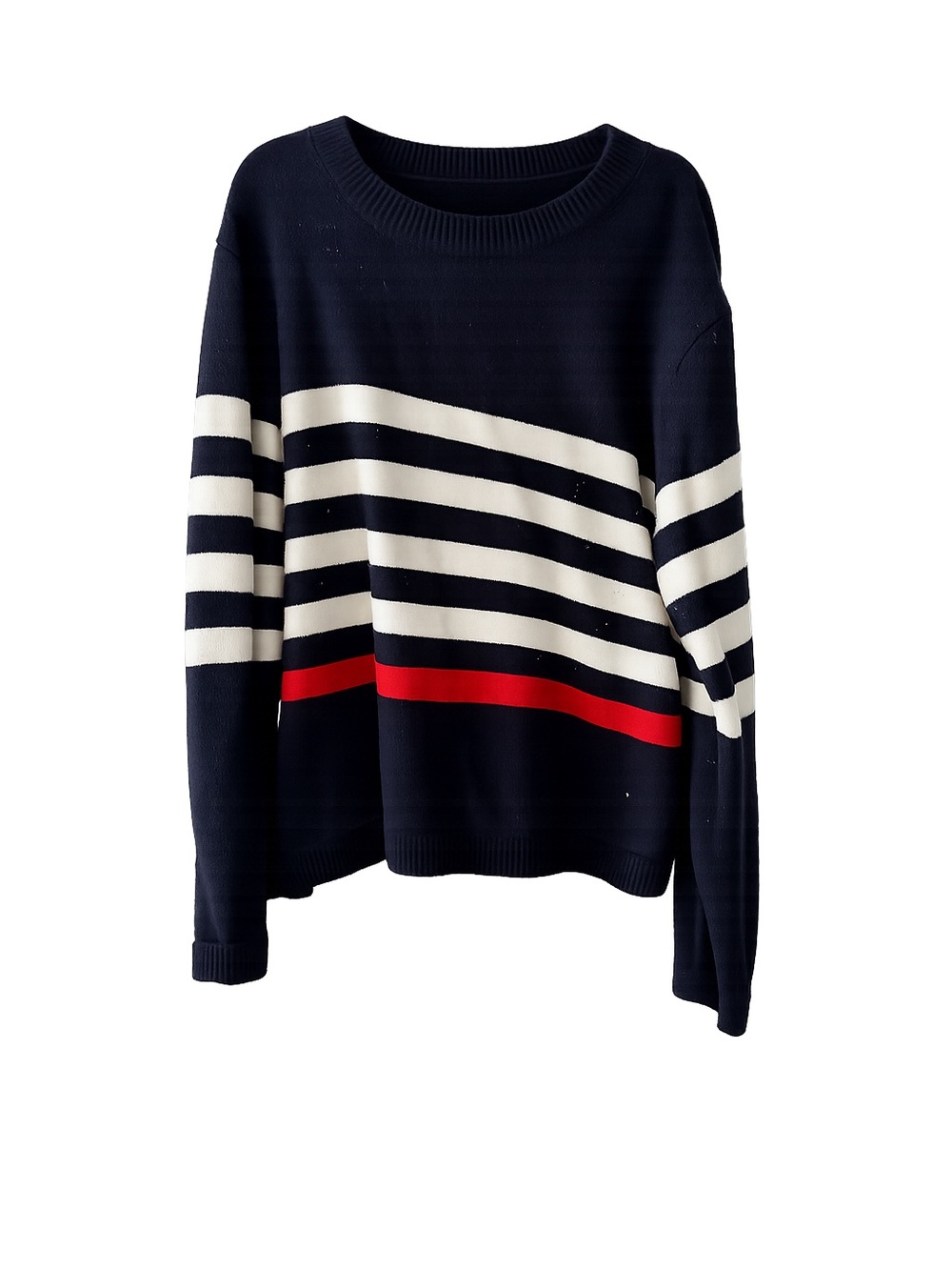 ZARA 100% Wool Striped Knit Sweater XL | Navy Ivory Red Breton Style